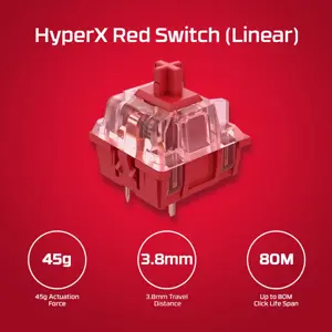 "HyperX Alloy Origins PBT HX Red" - mechaninė žaidimų klaviatūra, pilno dydžio (100%), USB, mechaninė, QWERTY, RGB LED, juoda