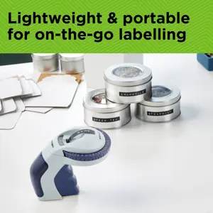 DYMO Omega Embossing Label Maker | Small Label Maker with Turn-Click Wheel and Ergonomic Design | For HomeDIY & Crafting (£/€ÄÖ & Ü), Direct thermal, Blue