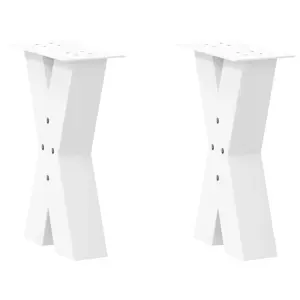 Kavos staliuko kojelės, X formos, 2 vnt., baltos, 38x(42-43) cm, plienas