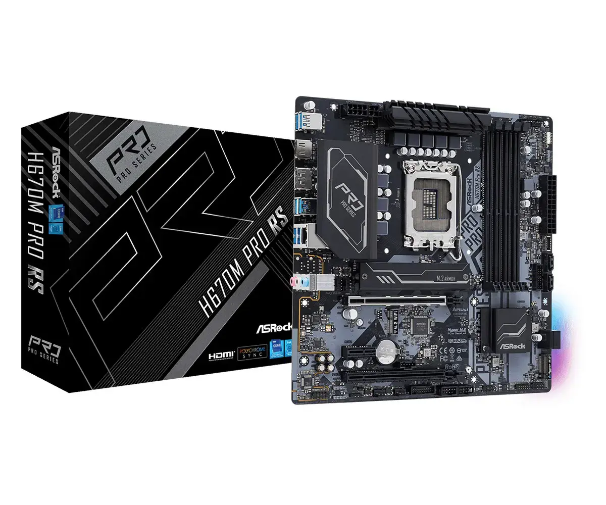 ASROCK H670M Pro RS LGA1700 4x DDR4 DIMM HDMI DP 1xPCIe 5.0 x16 1xPCIe 4.0 x16 3xPCIe 3.0 x1