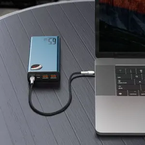 "Baseus Adaman Metal Powerbank" 20000mAh PD QC 3.0 65W 2xUSB + USB-C + micro USB (mėlyna)