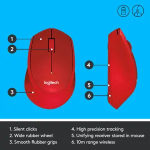 LOGITECH M330 Silent Plus Red - 2,4 GHz - EMEA