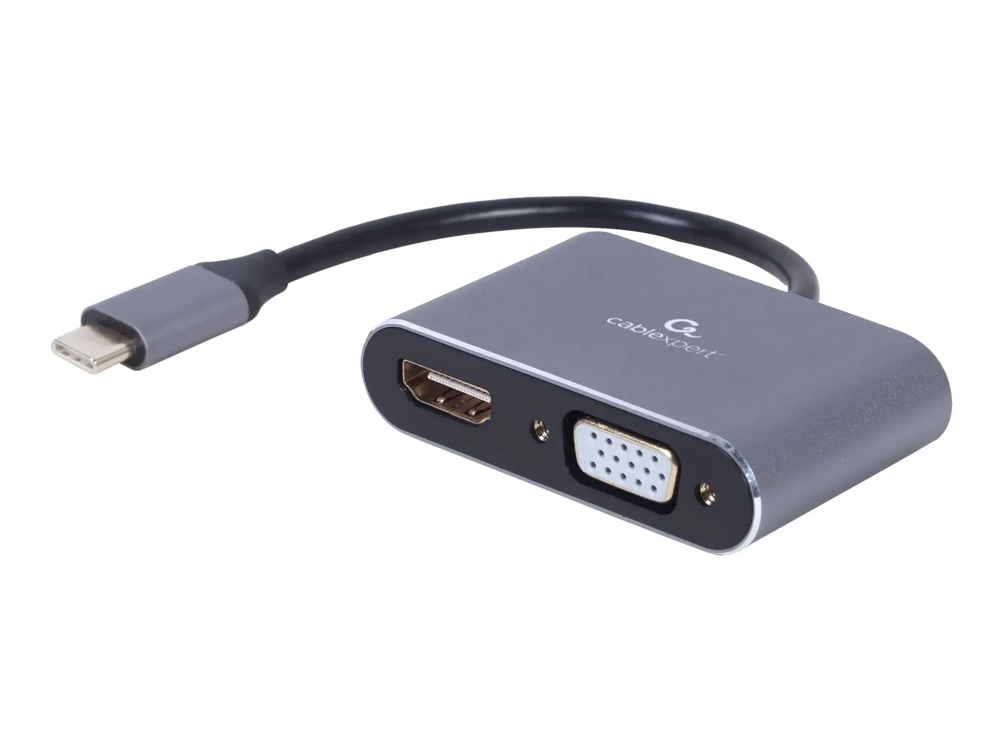 GEMBIRD A-USB3C-HDMIVGA-01 USB Type-C į HDMI + VGA ekrano adapteris erdviai pilkas