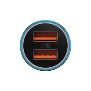 Baseus Golden Contactor Max car charger, 2x USB, 60W (blue)