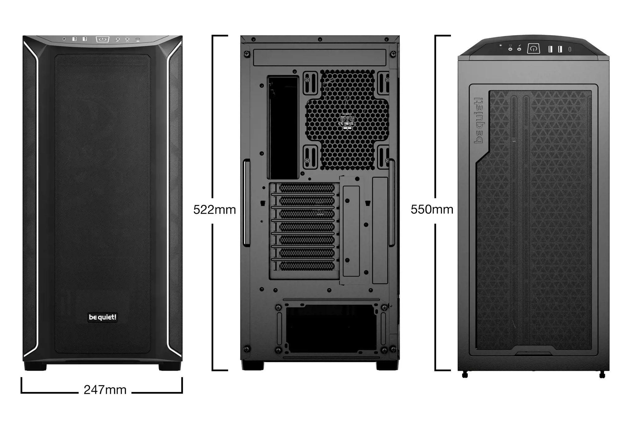 Būkite tylūs! Shadow Base 800 DX Black, Midi Tower, Kompiuteris, Juoda, ATX, EATX, micro ATX, Mini-ITX, Akrilonitrilo butadieno stirenas (ABS), Plienas, Grūdintas stiklas, Multi
