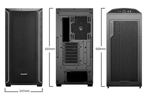 Būkite tylūs! Shadow Base 800 DX Black, Midi Tower, Kompiuteris, Juoda, ATX, EATX, micro ATX, Mini-ITX, Akrilonitrilo butadieno stirenas (ABS), Plienas, Grūdintas stiklas, Multi