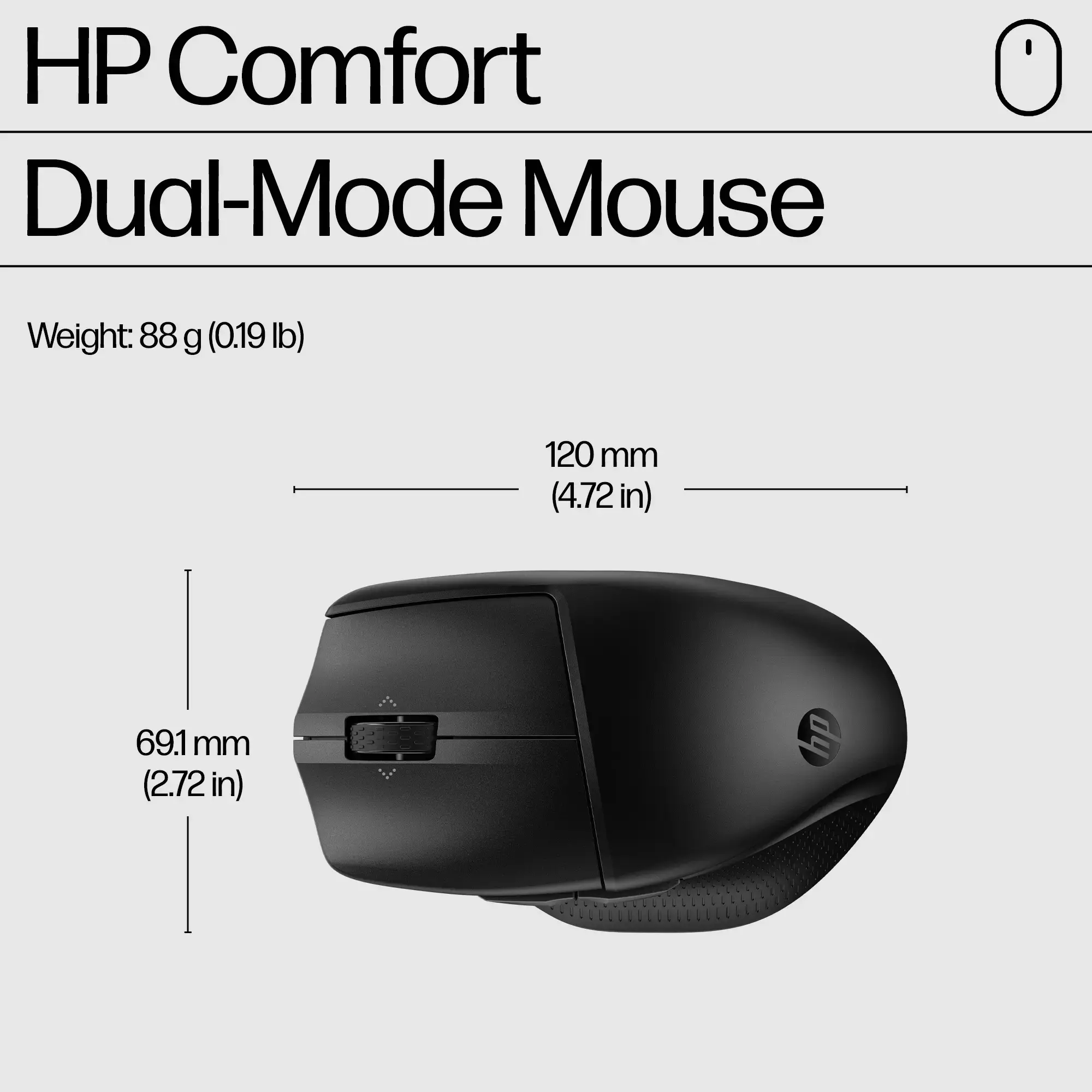 HP 685 Comfort Wireless Mouse - Dual-Mode, Programmable, 4-way scrolling, spill resistant – Black