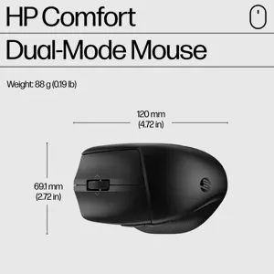 HP 685 Comfort Wireless Mouse - Dual-Mode, Programmable, 4-way scrolling, spill resistant – Black