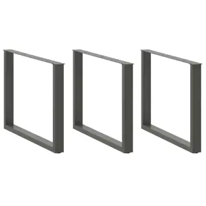 Valgomojo stalo kojos, U formos, 3 vnt., antracito spalvos, 100x(72-73) cm, plienas