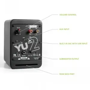 KANTO AUDIO 3" DRIVER - POWERED SPEAKERS WITH USB DAC AND 3.5MM AUX - MATTE BLACK (INCL. TYPE C & G POWER CORDS)