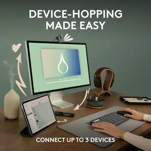 "Logitech Pebble 2 M350s", dvipusis, optinis, RF belaidis + "Bluetooth", 4000 DPI, baltas