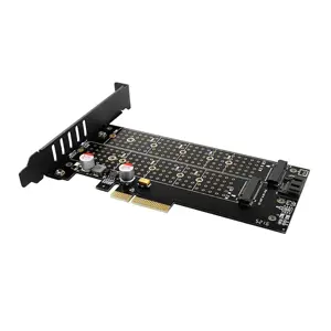AXAGON PCEM2-DC PCI-E 3.0 4x - DUAL M.2 SSD (NVMe + SATA), dviguba įtampa, iki 110 mm SSD, ventiliatorius + radiatorius