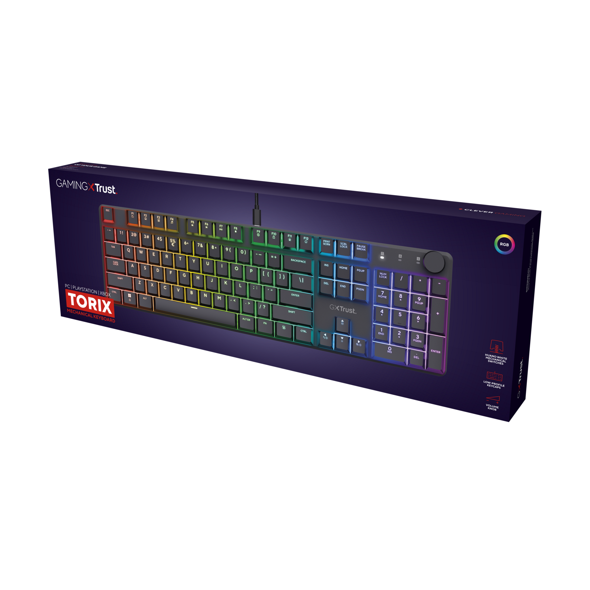 Trust GXT 866 TORIX, Wired, USB, Mechanical, QWERTY, RGB LED, Black