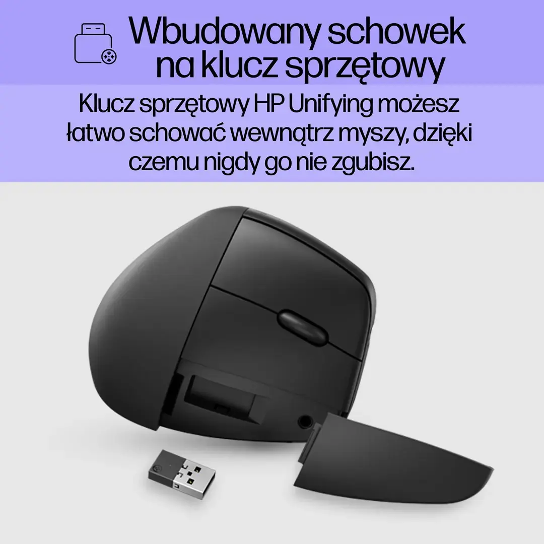 HP 920 ergonomiška belaidė pelė, dešinioji ranka, vertikali konstrukcija, "Bluetooth" + A tipo USB, 4000 DPI, juoda