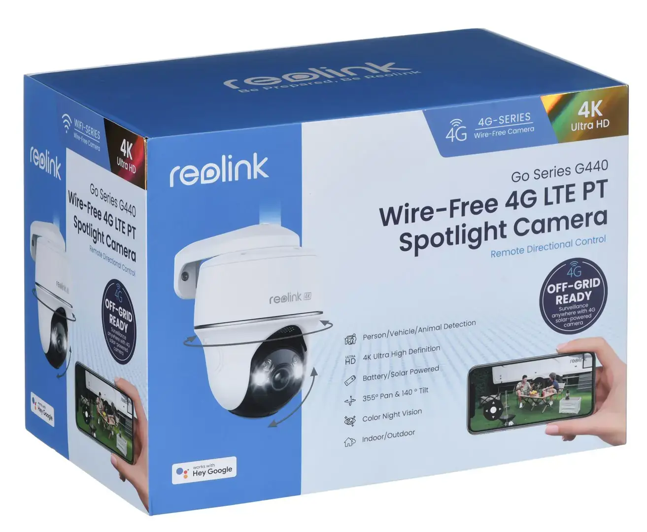 Reolink Go Series G440, IP security camera, Indoor & outdoor, Wireless, Google Assistant, 6500 K, Wall