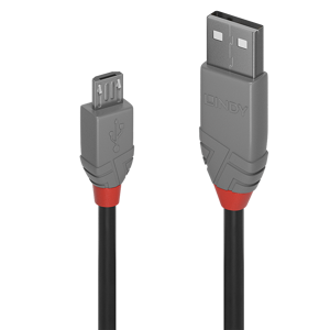 Lindy 2m USB 2.0 Type A to Micro-B Cable, Anthra Line, 2 m, USB A, Micro-USB B, USB 2.0, 0.48 Gbit/…