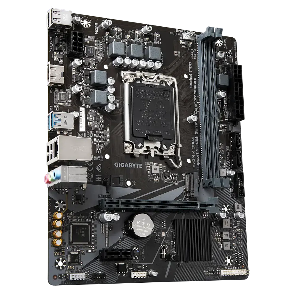 Gigabyte H610M K DDR4 1.0, "Intel", LGA 1700, "Intel® Celeron®", "Intel® Core™ i3", "Intel® Core™ i7", "Intel® Core™ i9", "Intel® Pentium® Gold", DDR4-SDRAM, 64 GB, DIMM