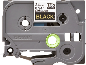 Brother laminuota juosta 24 mm, aukso spalvos, juoda, TZe, terminis perkėlimas, Brother, PT-7600, PT-2430PC, PT-2700, PT-2730, PT-9600, PT-9700PC, PT-9800PCN, 2,4 cm