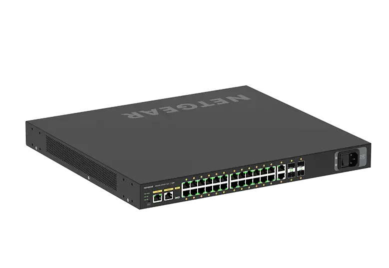 NETGEAR AV Line M4250-26G4XF-PoE+ 24x1G PoE+ 480W 2x1G ir 4xSFP+ valdomas komutatorius