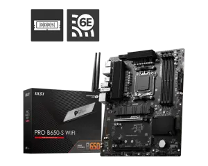 MSI PRO B650-S WIFI, AMD, "Socket AM5", "AMD Ryzen 7 7th Gen", "AMD Ryzen 9 7th Gen", "Socket AM5",…