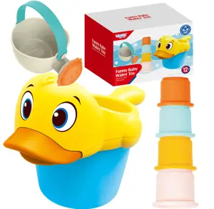 WOOPIE BABY maudymosi vandens žaislas kibirėlis su ančiuku ir gertuve + puodeliai