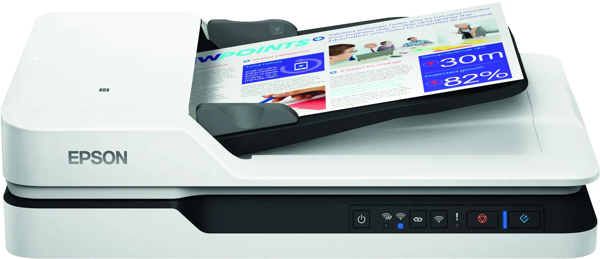 "Epson WorkForce DS-1660W", 210 x 297 mm, 1200 x 1200 DPI, 1200 x 1200 DPI, 30 bitų, 24 bitų, 10 bitų