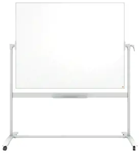 Dvipusė vartoma emaliuota magnetinė lenta NOBO 120x150 cm, mobilus stovas, balta sp.