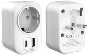 Tech-Protect travel adapter TA100 UK-EU, white