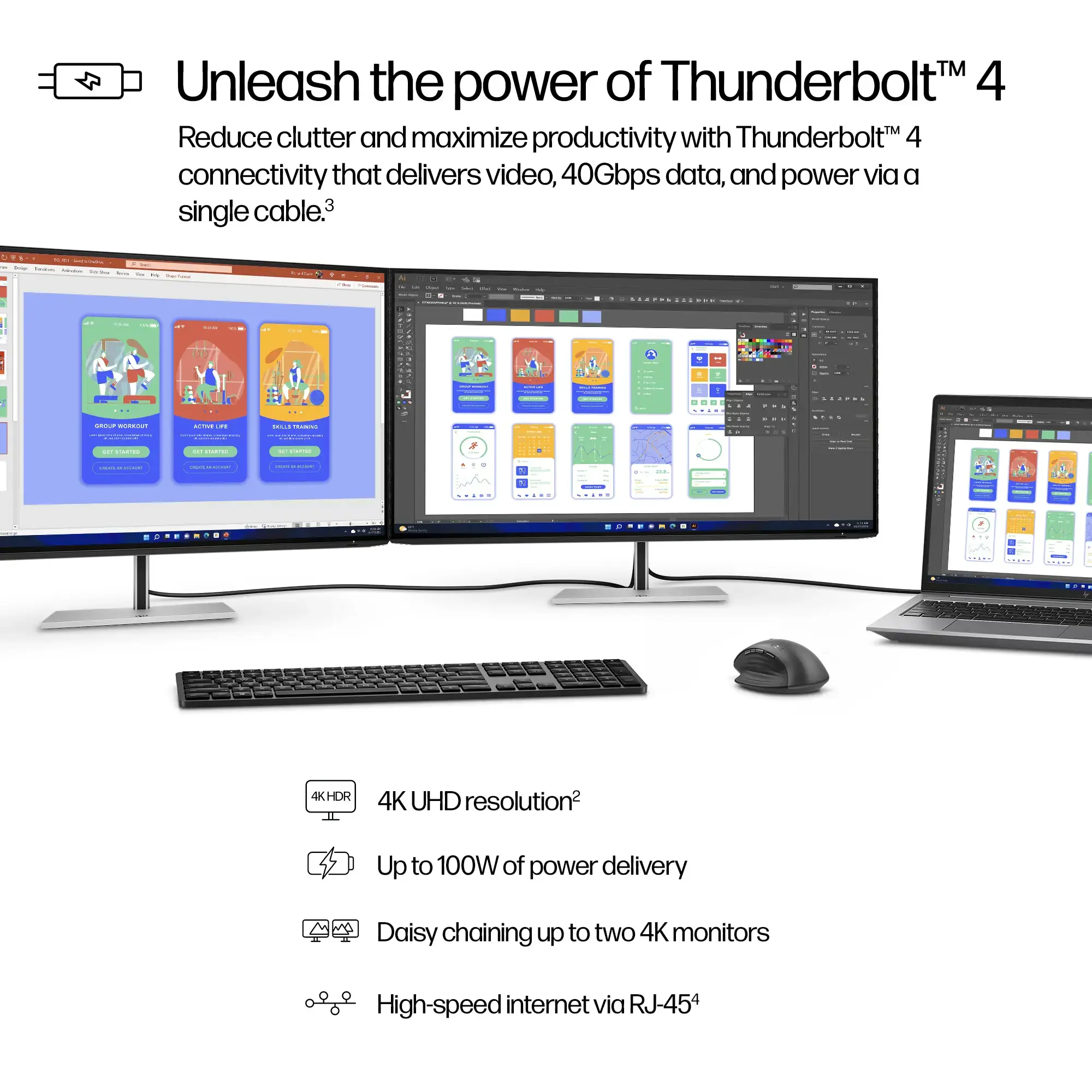 HP Series 7 Pro 31.5 inch 4K Thunderbolt 4 Monitor - 732pk, 80 cm (31.5"), 3840 x 2160 pixels, 4K Ultra HD, 5 ms, Black, Silver