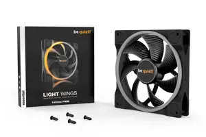 Būkite tylūs! "Light Wings" 140 mm ARGB PWM ventiliatorius, juodas, ventiliatorius, 14 cm, 1500 aps/min, 23,3 dB, 56 cfm, 95,14 m³/h
