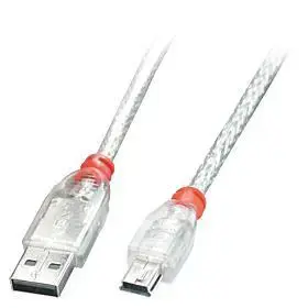 "Lindy" USB 2.0 kabelis A/Mini-B 0,5 m, 0,5 m, USB A, Mini-USB B, USB 2.0, skaidrus
