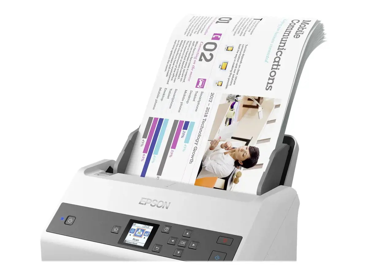 "Epson WorkForce DS-870", 600 x 600 DPI, 30 bitų, 24 bitų, 10 bitų, 8 bitų, 65 ppm