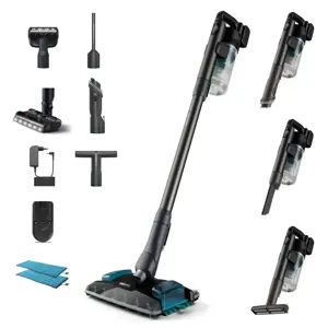 Philips 8000 series XC8055/01, Stick vacuum, Bagless, Aqua colour, Black, 0.6 L, Rectangular, Dry&w…