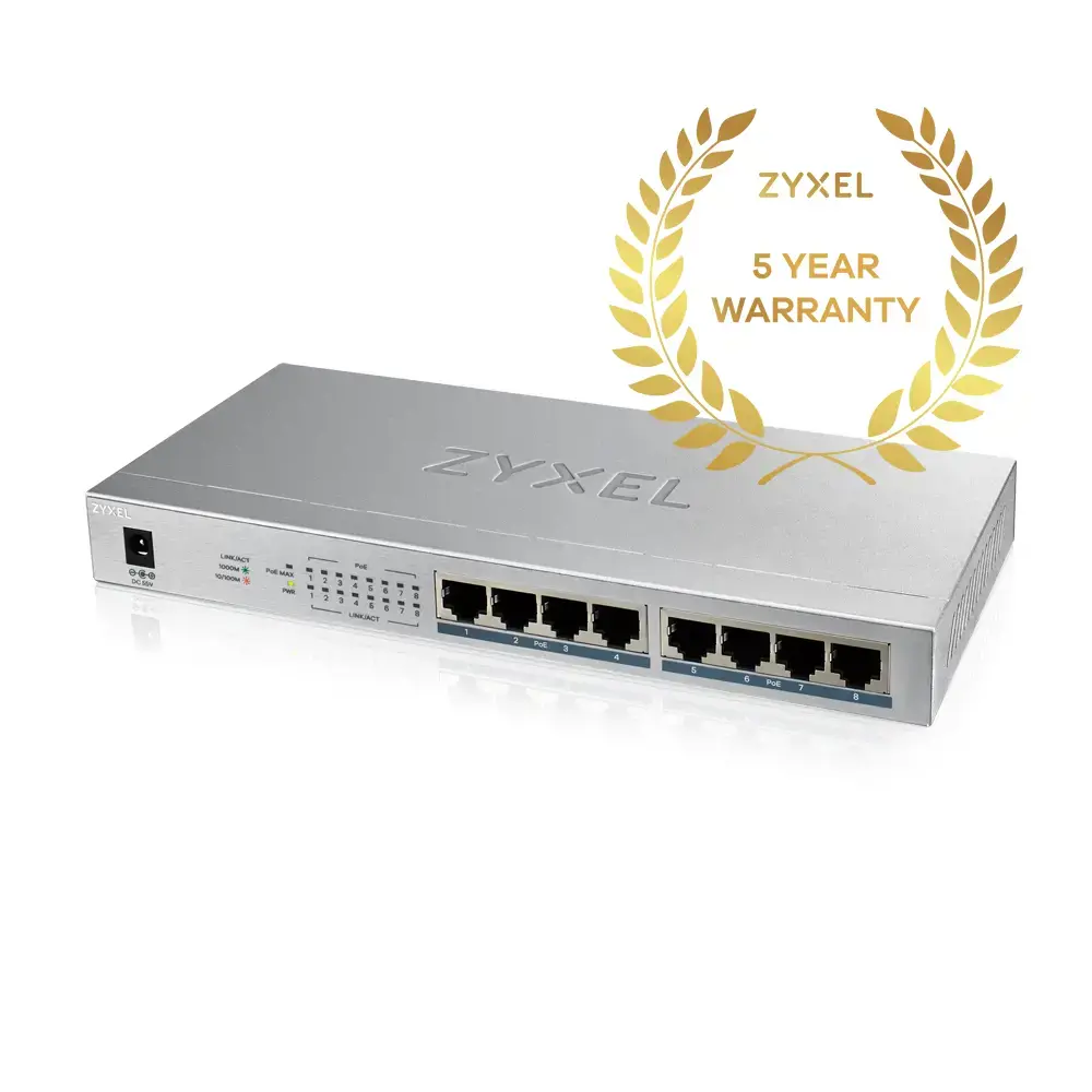 Zyxel GS1008HP, nevaldomas, Gigabit Ethernet (10/100/1000), maitinimas per Ethernet (PoE)