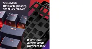 "HyperX Alloy Origins Core PBT HX Aqua" - mechaninė žaidimų klaviatūra, be klavišų (80-87 %), USB, mechaninė, QWERTY, RGB LED, juoda