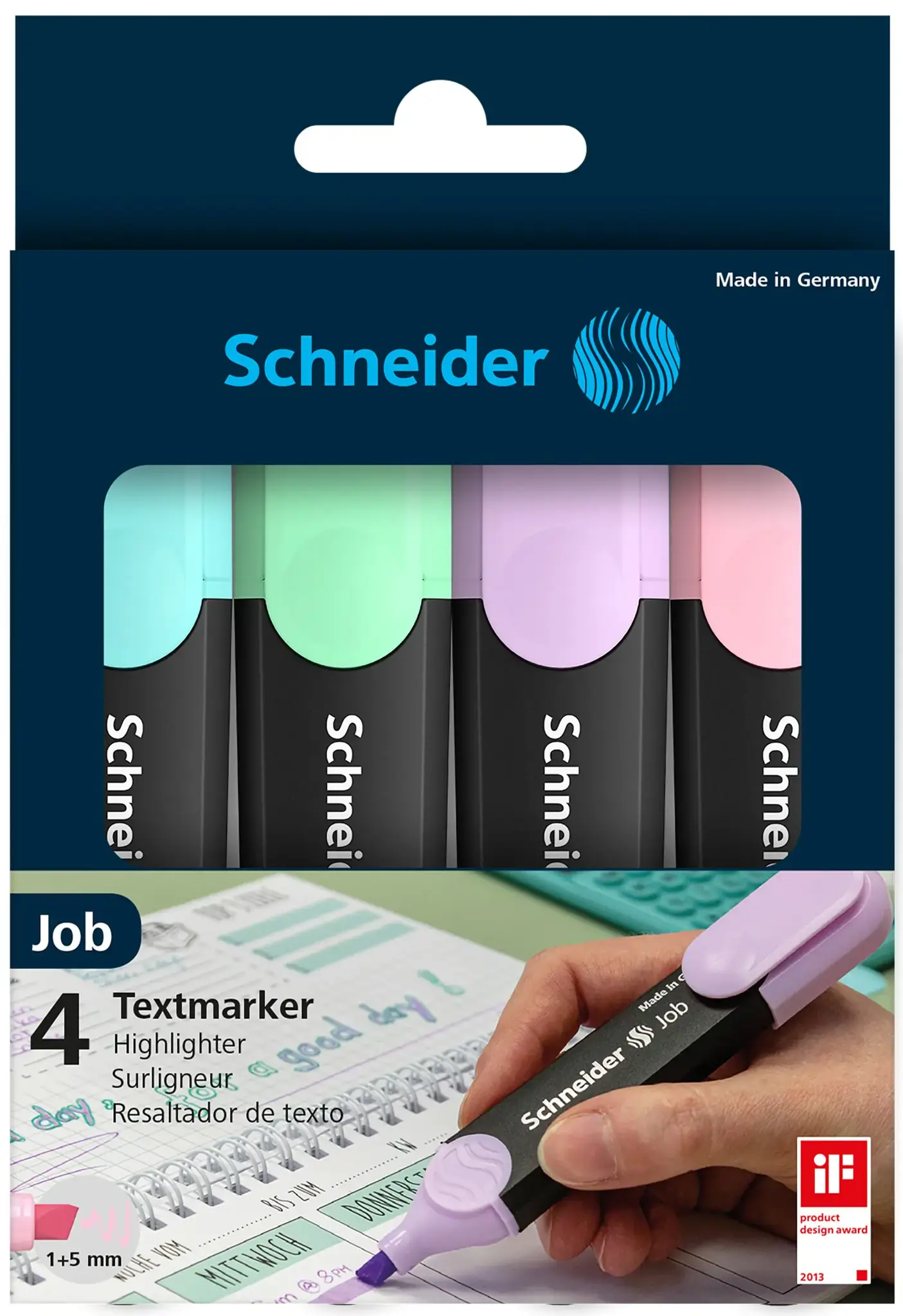Žymeklis Job pastel asorti Wallet, 4 vnt