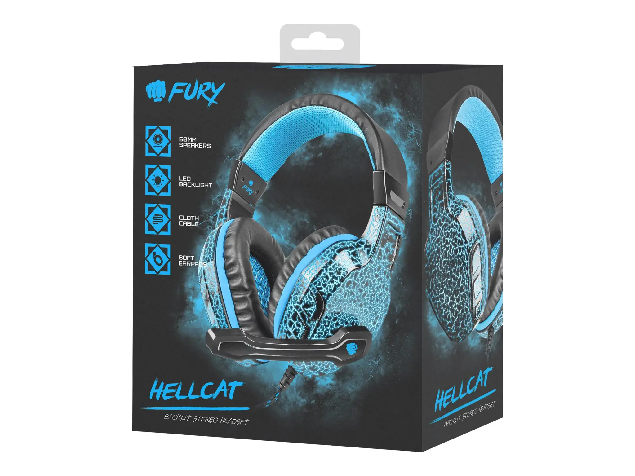 NATEC NFU-0863 "Fury Gaming Headset HELLCAT" ausinės su mikrofonu, LED, 2 x mini jack 3,5 mm