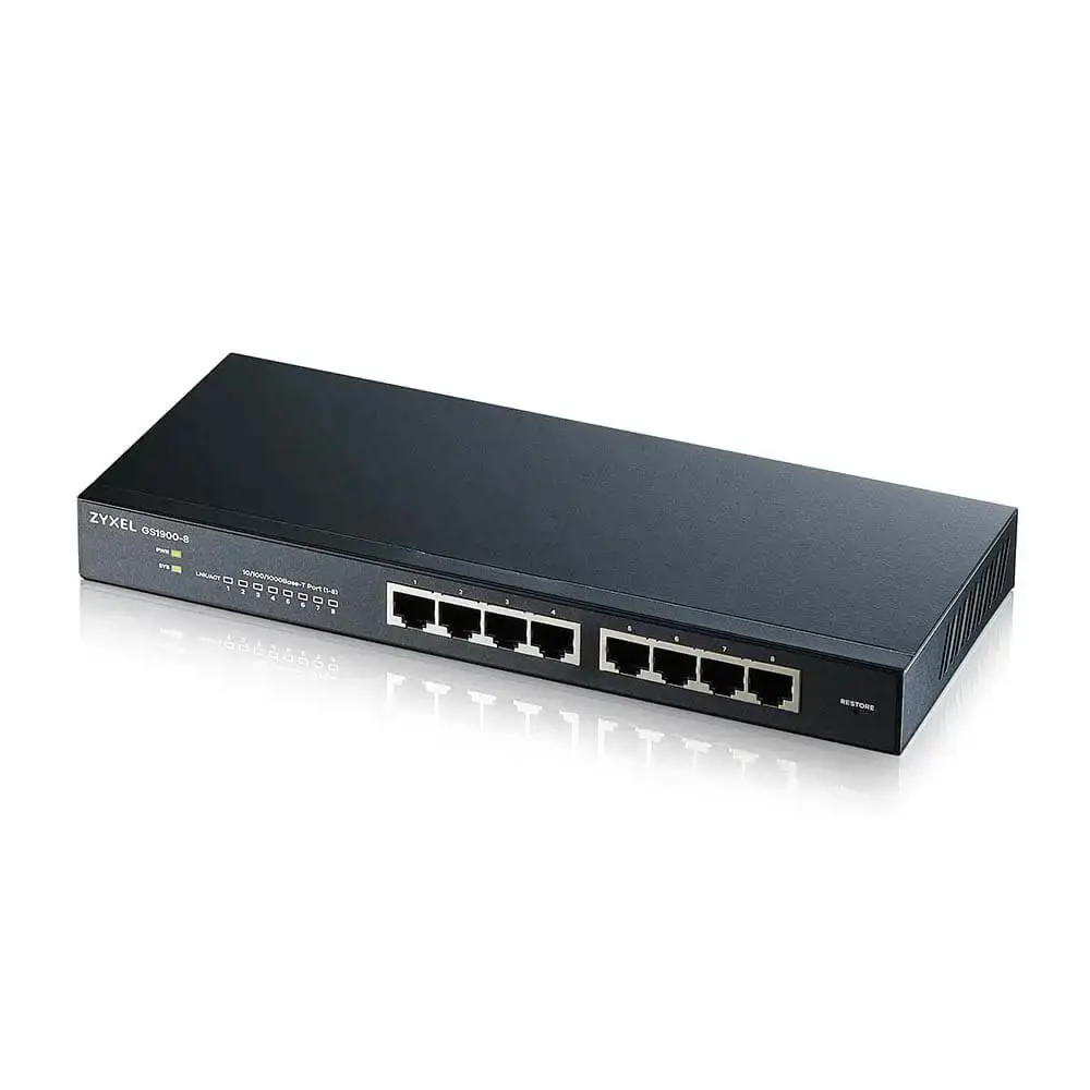 Zyxel GS1900-8, valdomas, L2, Gigabit Ethernet (10/100/1000), dvipusis, montuojamas į stovą