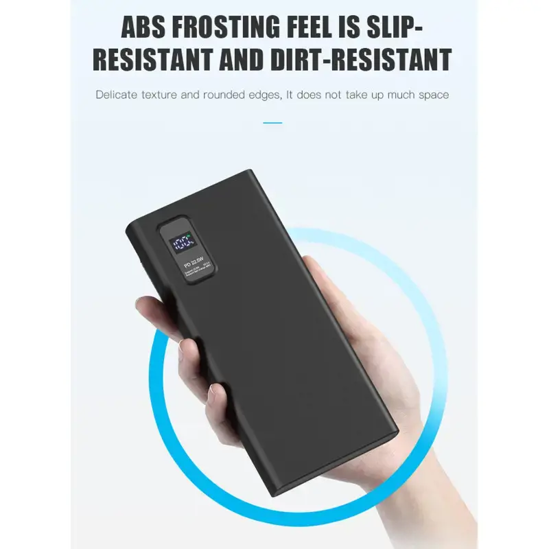 Plokštelės maitinimo bankas 10000mAh PD QC LED, juodos spalvos