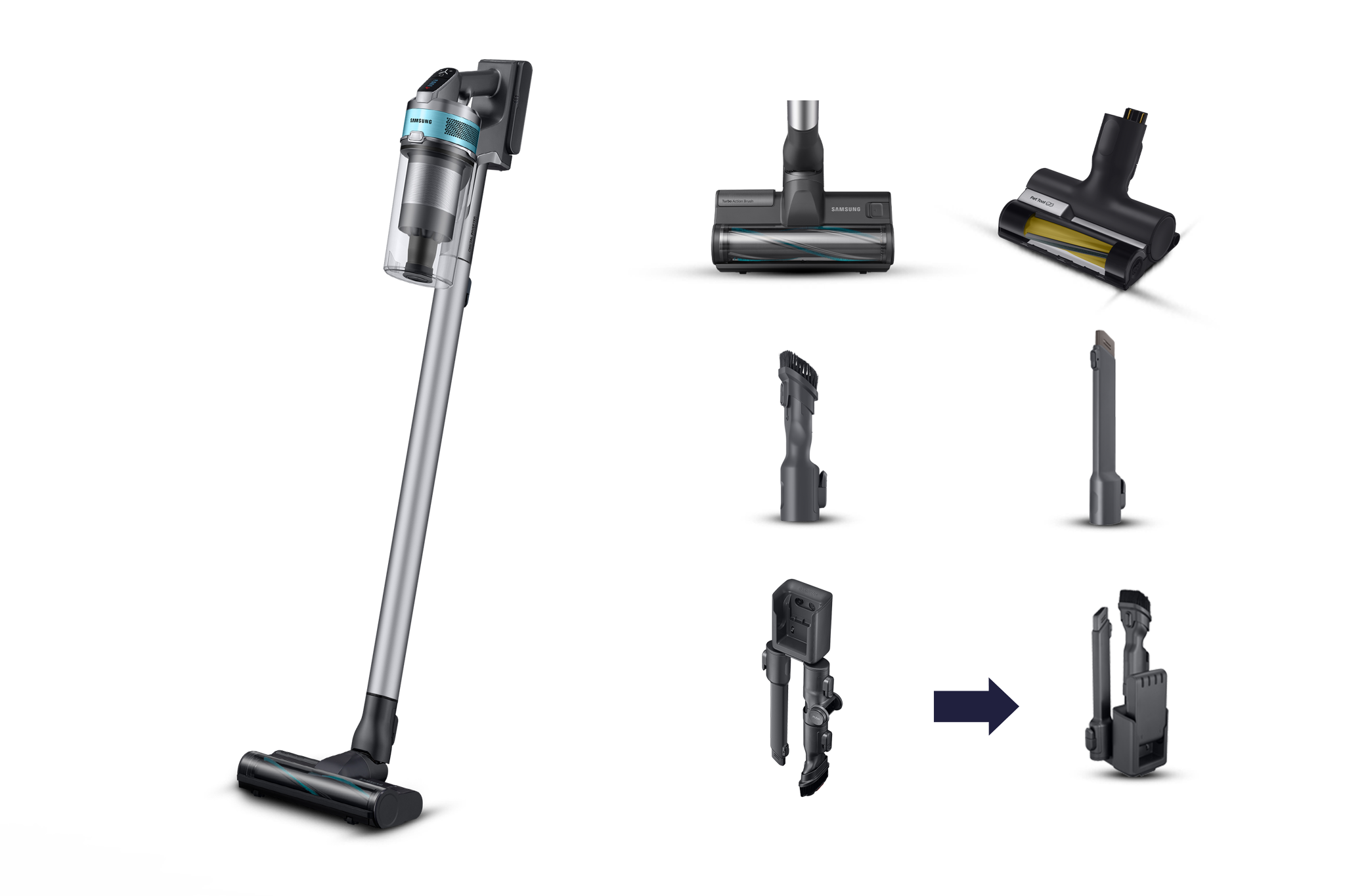 Samsung VS20B75AGR1, Dry, Multi cyclonic, Carpet, Hard floor, 86 dB, 200 W, Bagless