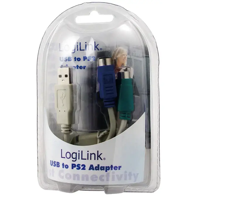 "Logilink" USB ir PS/2 x2 adapteris : 2x Mini DIN 6 kontaktų FM, USB M