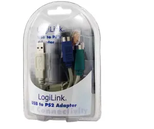 "Logilink" USB ir PS/2 x2 adapteris : 2x Mini DIN 6 kontaktų FM, USB M