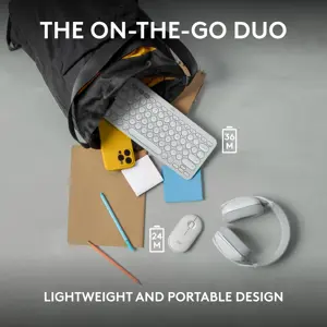 Logitech Pebble 2 Combo, Wireless, RF Wireless + Bluetooth, Scissor key switch, QWERTY, White, Mouse included