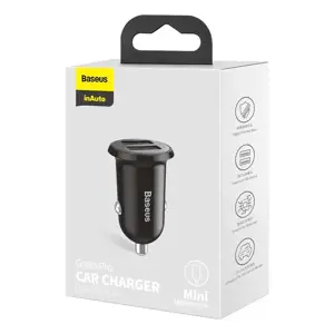 BASEUS Grain pro Car Charger (DUAL USB 4.8A) Black