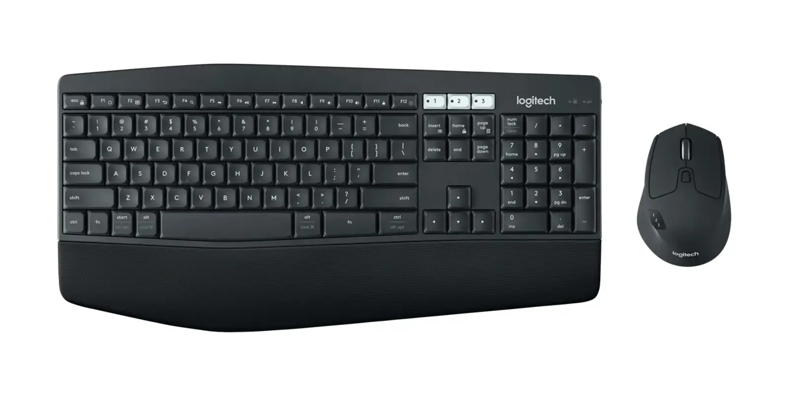 "Logitech MK850 Performance", pilno dydžio (100 %), belaidis, RF belaidis + "Bluetooth", QWERTY, juoda, pelė pridedama
