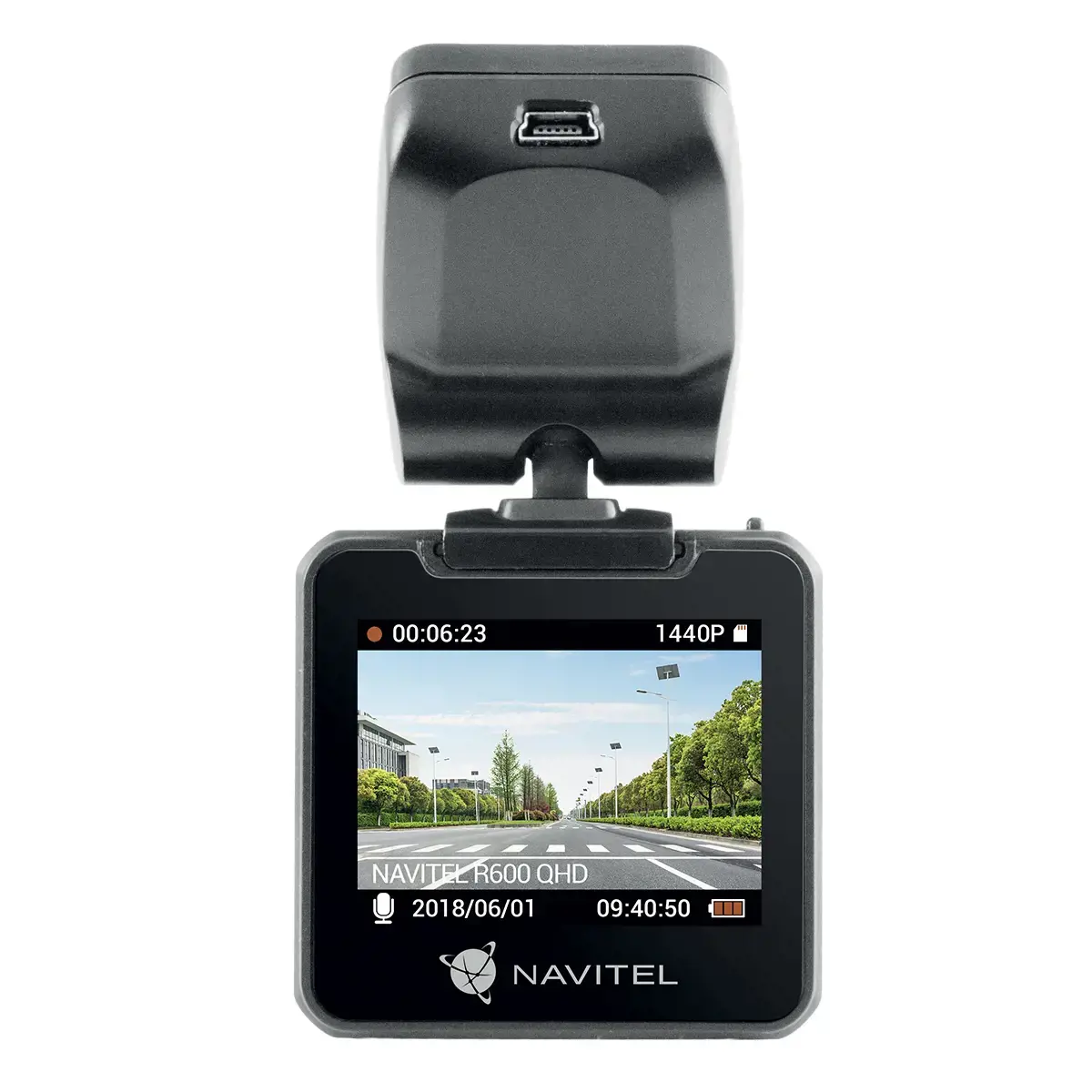Navitel R600 QUAD HD garso įrašymo įrenginys, judesio aptikimo technologija, mini USB, įmontuotas ekranas
