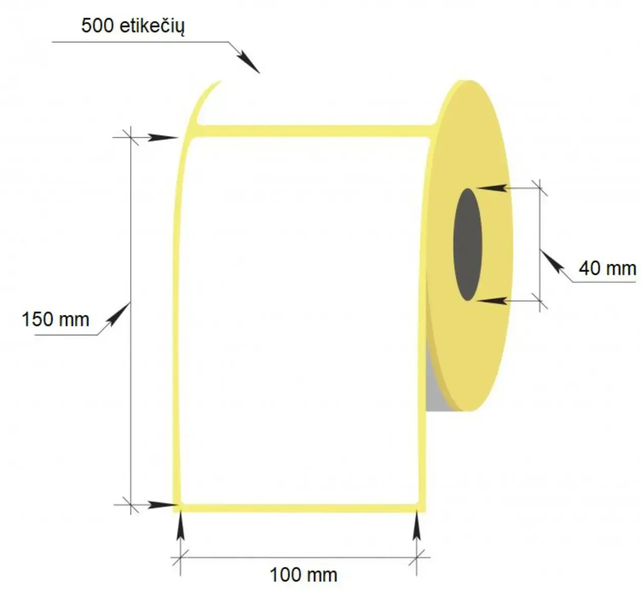 Lipnios Termo etiketės 100x150mm 500 vnt rulone