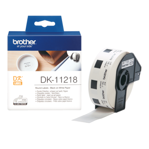 Brother DK-11218 Apvalios etiketės, baltos spalvos, DK, Ø 24 mm, 1000 vnt.