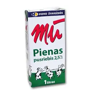 Pienas MŪ 2,5% riebumo, 1 l