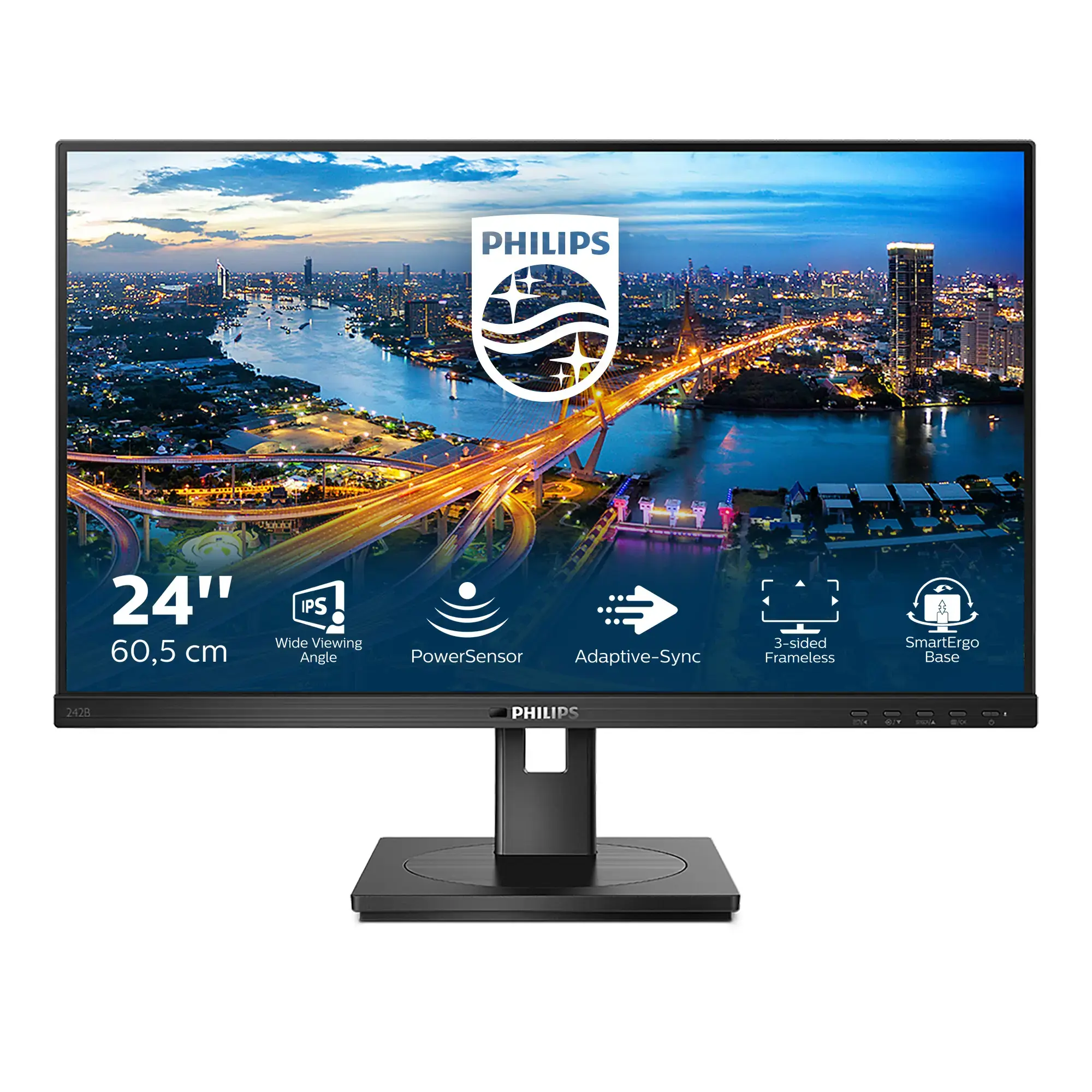 Monitorius Philips B Line 242B1/00, 60.5 cm (23.8"), 1920 x 1080 pixels, Full HD, LED, 4 ms, Black